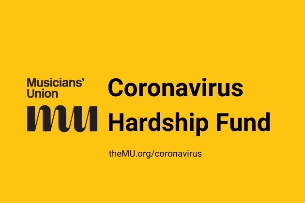 MU Coronavirus Hardship fund text over yellow background